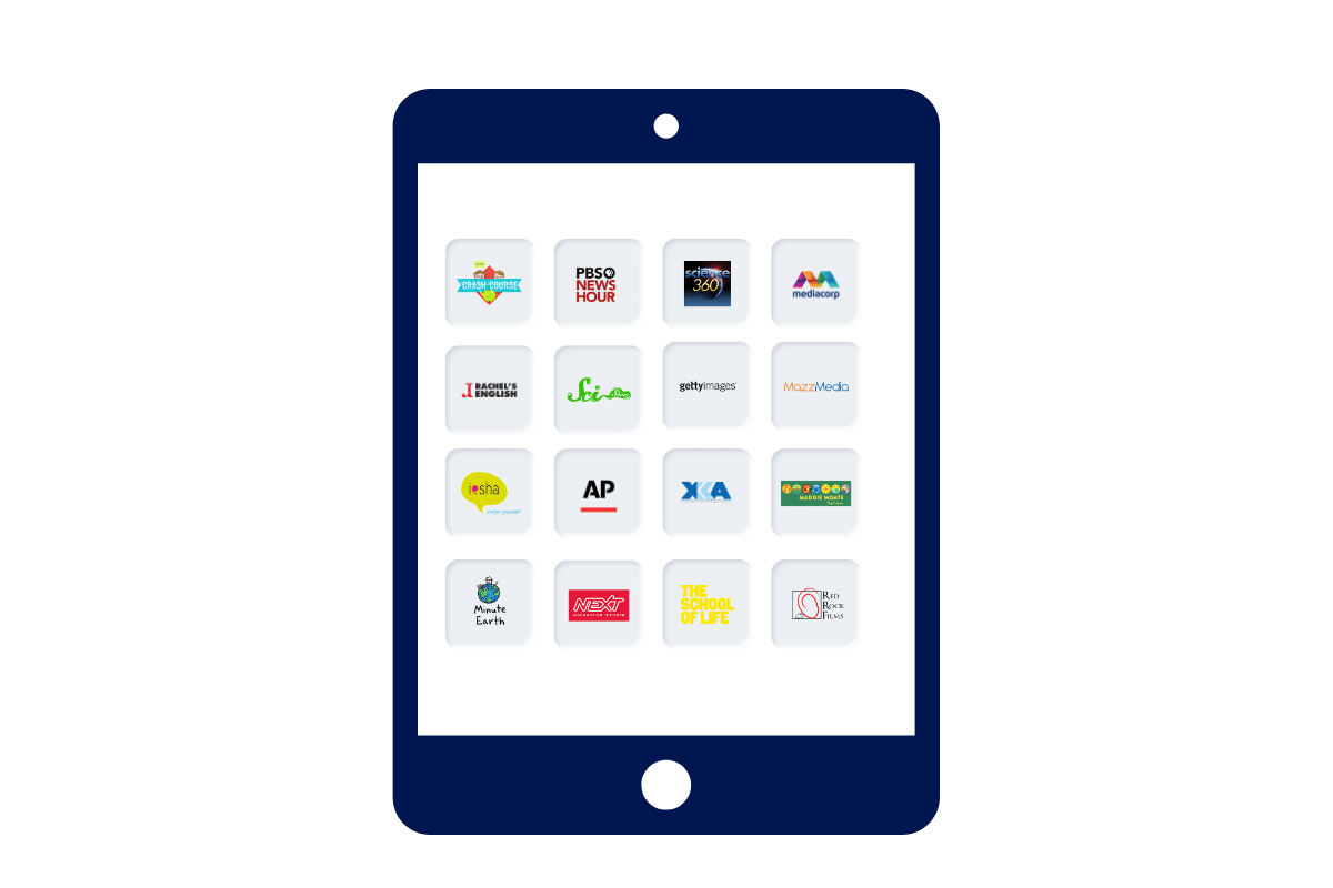 Video partner brands shown in tablet