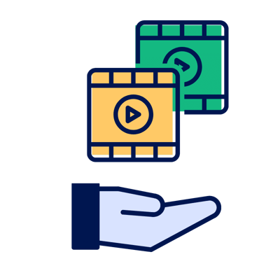 Hand holding edudcational video content
