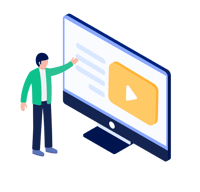 Teacher using video in live classroom illustration