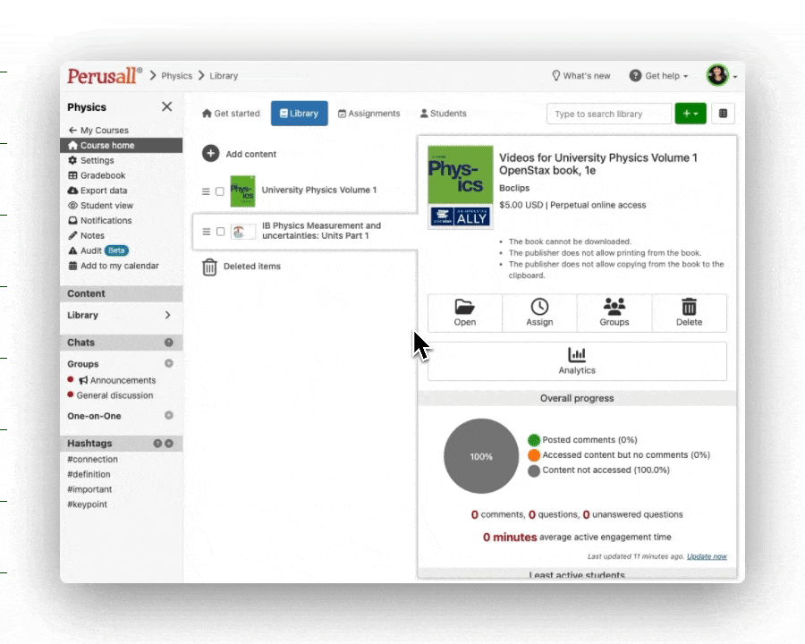 Adding a boclips video as a standalone Perusall assignment-3