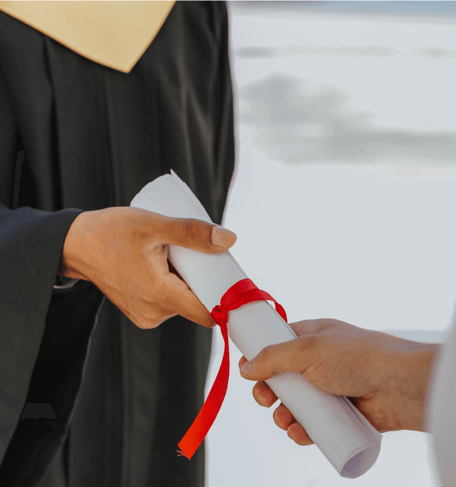 Graduate receiving diploma