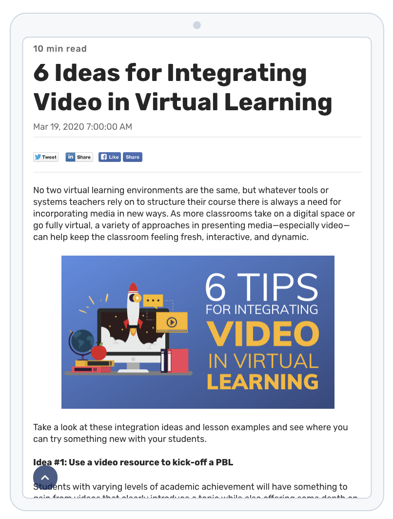 Video in Virtual Learning Resource